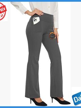 Fleece Lined Waterproof Work Pants Thermal Flare Leggings 4 Pockets